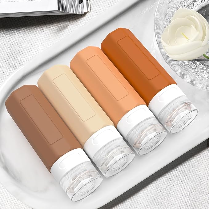Redfly Travel Bottles for Toiletries, Tsa Approved 3oz Travel Size Containers, Leak Proof Travel Size Toiletries Bottles Silicone, BPA Free Refillable Shampoo Conditioners Essentials Kit, Apricot - Image 6