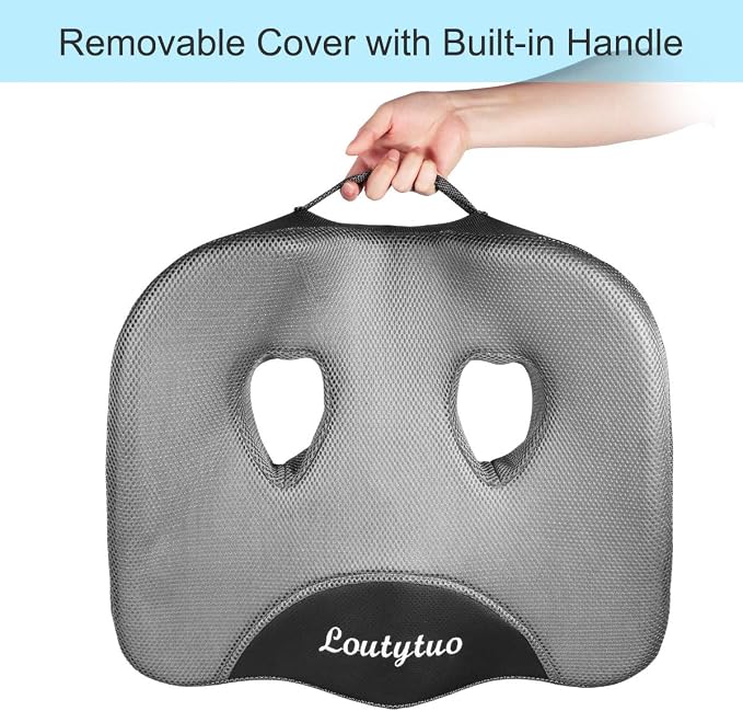 LOUTYTUO Seat Cushion Pillow,100% Memory Foam and Washable Cover,for Office Chair,Car Seat and Wheelchair,Tailbone & Sciatica & Back Pain Relief - Image 2