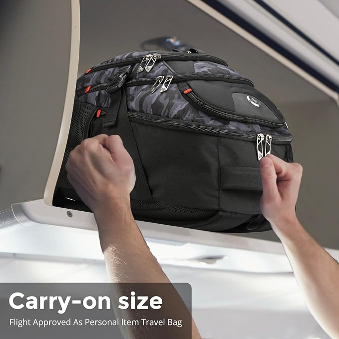 Swissdigital Design Laptop Backpack with USB Charging Port, Travel Backpack Fits 15.6 inches Computer, 31L College School Backpack for Men, Gray Camo | SD803-91 - Image 6
