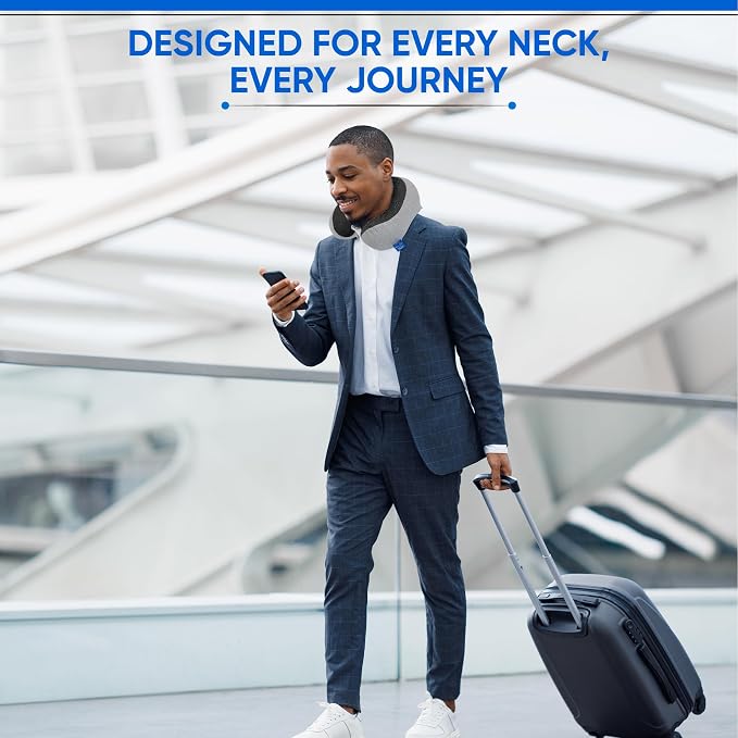 W.S. Sells Travel Neck Pillows for Airplanes - Pure Memory Foam with Ergonomic Design & Breathable Fabric - Travel Pillows for Airplanes & Cars - Set of Travel Essentials with Sleep Mask & Ear Plugs - Image 7