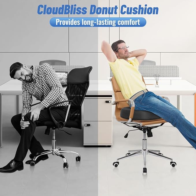 CloudBliss Donut Pillow Stadium Seat Cushion for Tailbone Pain Relief and Hemorrhoids, Memory Foam Seat Chair Cushion, Portable Seat Cushions for Bleachers, Car, Home & Office - Image 8