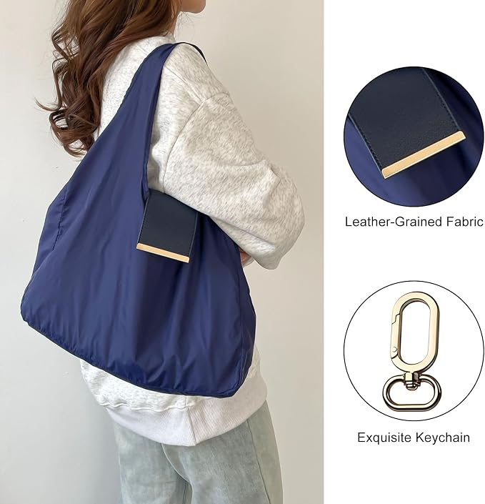 Foldable Nylon Tote Bag w/Keychain Lightweight Reusable Shopping Bag - Image 6