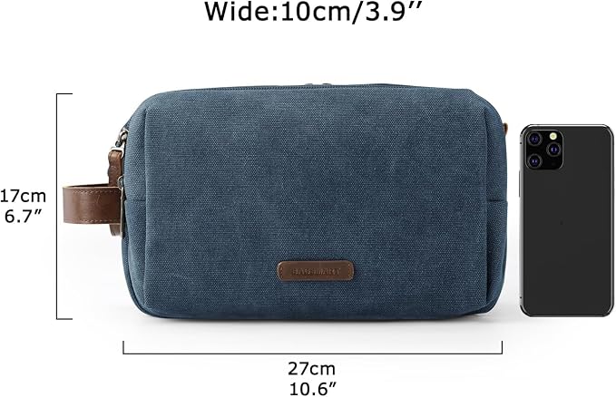 BAGSMART Toiletry Bag for Men, Canvas Travel Toiletry Organizer Dopp Kit Water-resistant Shaving Bag for Toiletries Accessories,Navy Blue-Medium - Image 6
