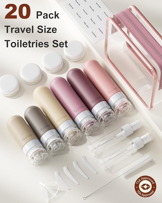 20 Pack Travel Bottles for Toiletries, Original Patented, TSA Approved Travel Size Containers, Leak Proof Silicone Shampoo and Conditioner Bottles Women & Men, Airplane Cruise Essentials, Black - Image 2