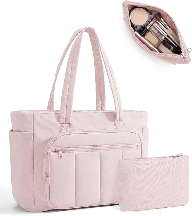 BAGSMART Tote Bag for Women, 2 Set Work Tote Bag with Zipper | 20L Capacity, 15.6'' Laptop Quilted Nurse Handbags for Work Travel College - Image 9