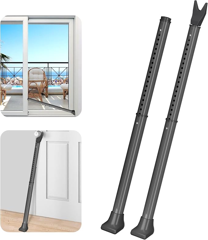 AceMining 2 Pack Door Security Bar, Patio Door Lock, 20-50 in | Sliding Glass Door Security Bar for Patio Door, Window Security and Door Stopper Protection, Grey by AceMining