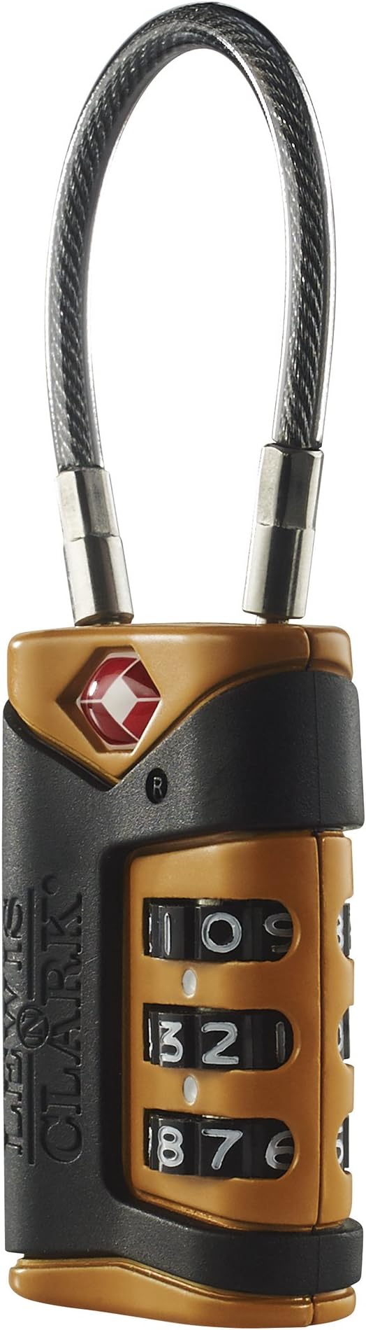 Lewis N. Clark TSA-Approved Easy-to-Set Combination Luggage Lock with Steel Cable, Orange, One Size - Image 3