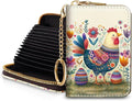 Blusabaca RFID Credit Card Holder Small Women Travel Wallet, Chicken Eggs | Removable Keychain, Case with Zipper, Vegan PU Leather, Cash Coin Pocket, Business Accordion Purse, Ladies Female Gift by Blusabaca