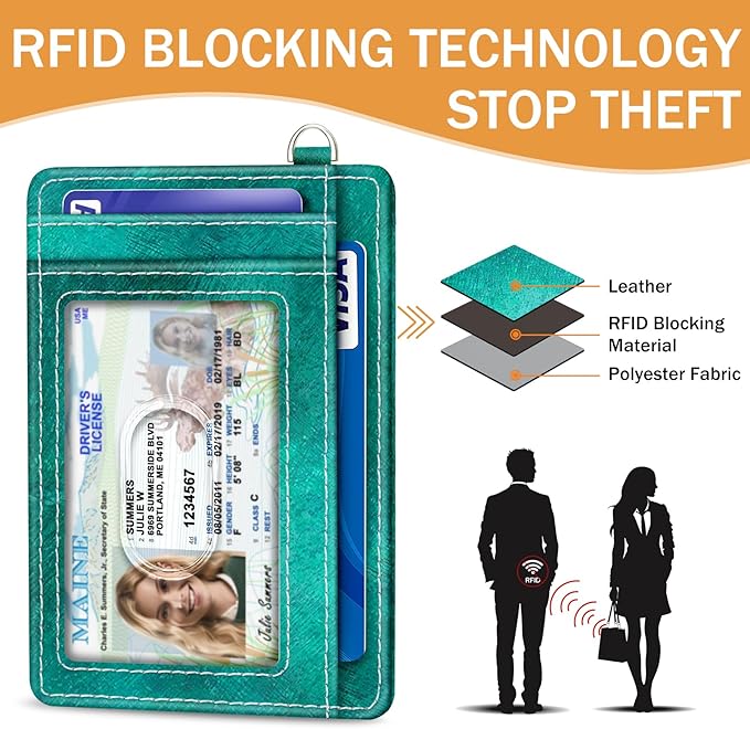 Yonlevres Elephant Credit Card Holder Slim RFID Wallet Women Small Cute | Front Pocket, Handy, RFID Blocking, Woman Girls Ladies Gifts, D-ring for Keychain,Thin Mini Card Case, ID Window, PU Leather - Image 5
