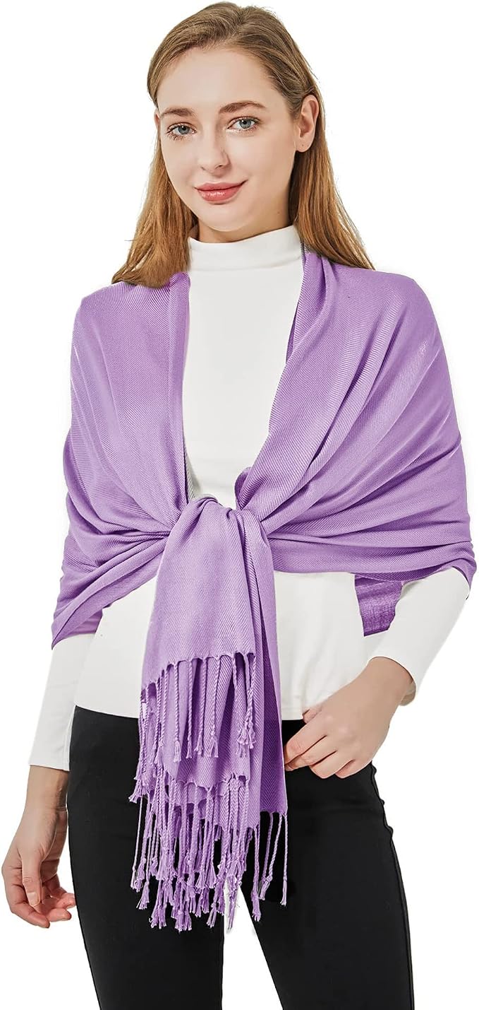 Soft Silky Pashmina Shawl Wraps Solid Colors Scarf for Wedding Evening Dresses by Ronfoxi