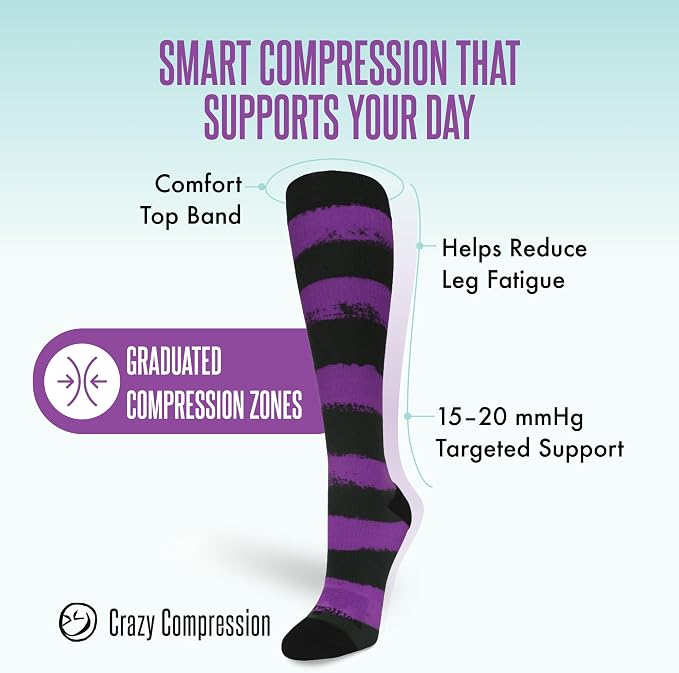 Crazy Compression Socks, Comfortable Support Socks for Recovery, Travel, Hiking, and Long-Hour Comfort w/Fun Designs - Image 3