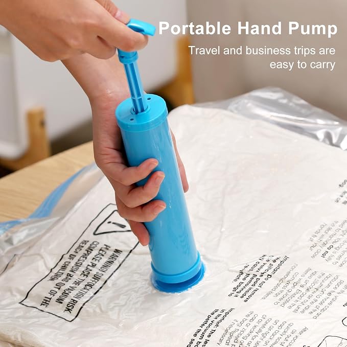 UPGOGO Vacuum Bags for Travel, 12 Pack with Hand Pump, Space Saver Vacuum Storage Bags, Travel Essentials, Clothes, Blankets, Pillows - Image 4