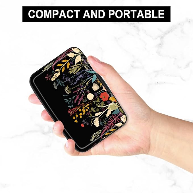 Card Holder Credit Cards Holder for Women RFID wallet women Business Card Holder Wallet Mini Aluminum Card Wallet RFID Blocking Slim Metal Hard Card for Women, Beautiful Flowers and Plants - Image 5