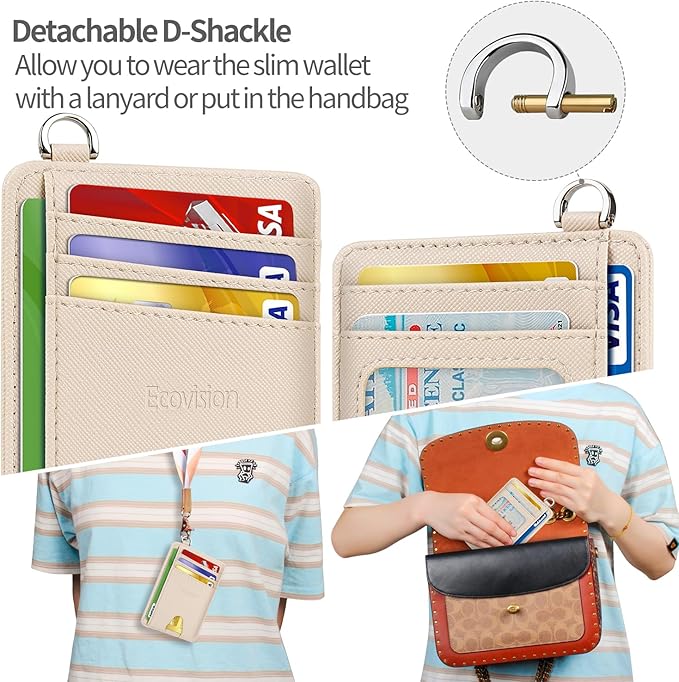 Slim Minimalist Front Pocket Wallet, RFID Blocking Credit Card Holder Wallet with Detachable D-Shackle for Men Women - Image 4