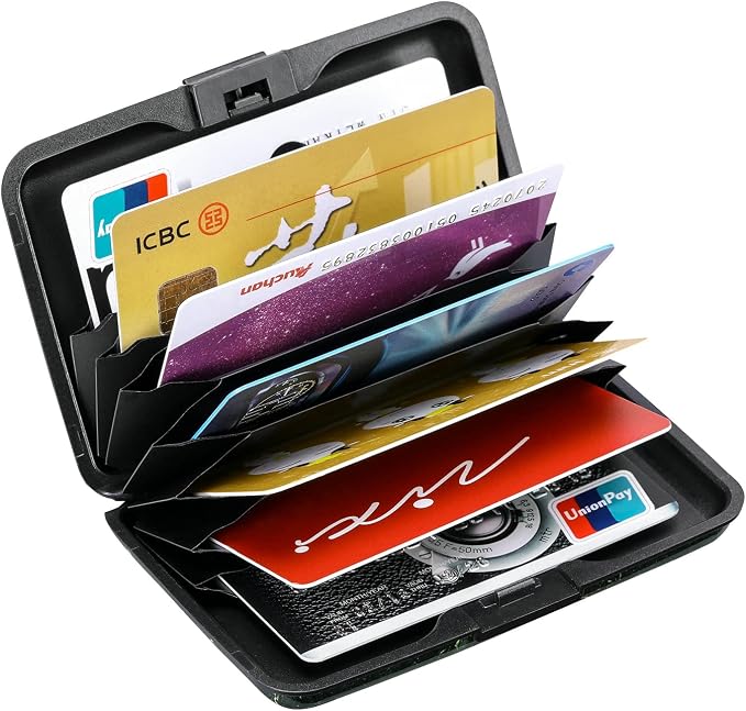 Mini RFID Aluminum Wallet Credit Cards Holder Business Card Case Metal ID Case for Men Women (Black Marble) | Mini RFID Aluminum Wallet Credit Cards Holder Business Card Case Metal ID Case for Men Women - Image 5