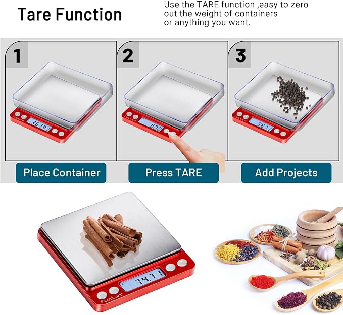 Fuzion Digital Scale .01 Gram Accuracy, 500g Small Kitchen Food Scales | 2 Trays Included for Jewelry, Gold, Herb, Powder, Spice, Coffee, Coin - Weight Gram and Oz - Image 6