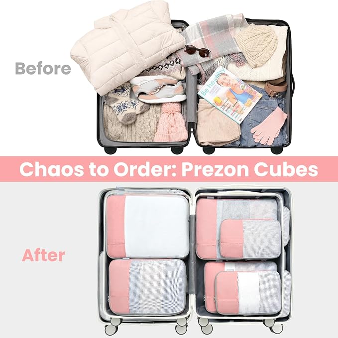 Compression Packing Cubes for Travel, Lightweight Vacation Travel Essentials, Travel Accessories for Suitcase Organizer Bags Set, Durable Luggage Organizer - Image 8