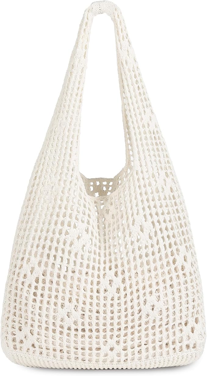 Sightor Crochet Tote Bag, Mesh Beach Bag Knit Summer Hobo Bag for Women | Beach Tote bag Vacation Outfits Aesthetic Boho Bag by Sightor