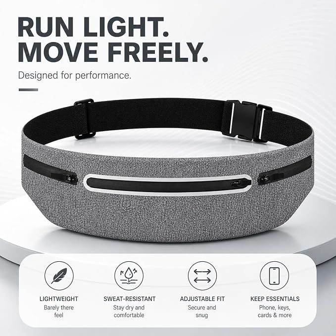Slim No-Bounce Running Belt - Waterproof Exercise Waist Pack for Marathons, Hiking & Dog Walking - Hidden Travel Money Belt for Phones - Image 2