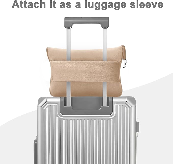 Travel Blanket and Pillow Compact, Premium Soft 2 in 1 Airplane Blanket with Soft Bag Pillowcase，Hand Luggage Sleeve and Backpack Clip (Brown) - Image 5
