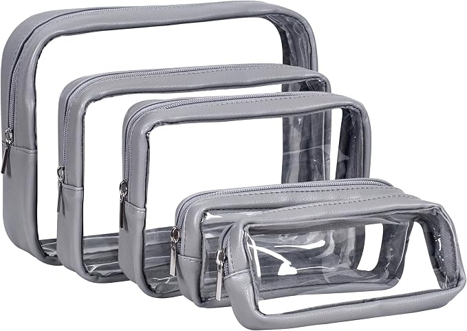 Remobia Hicol TSA Approved 5-Piece Diaper Bag Organizer Pouch Set Clear Waterproof TPU Kids Toiletry Storage Set Travel Packing Clutch Cube Bags for Baby Nursing (Dark Gray) by Remobia+Hicol