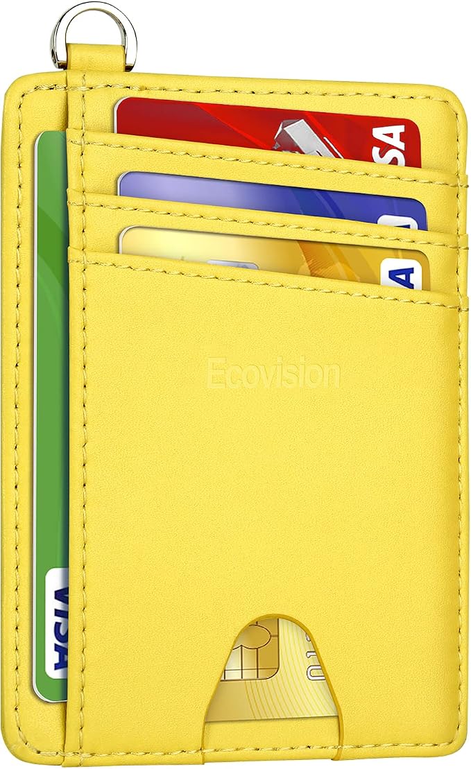 Slim Minimalist Front Pocket Wallet, RFID Blocking Credit Card Holder Wallet with Detachable D-Shackle for Men Women by Ecovision