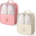 Windyun 2 Pcs Shoe Bags for Travel Holds 3 Pair of Shoes Travel Shoe Bag for Packing Portable Shoe Cubes for Travel and Daily Use(Pink, Beige) by Windyun
