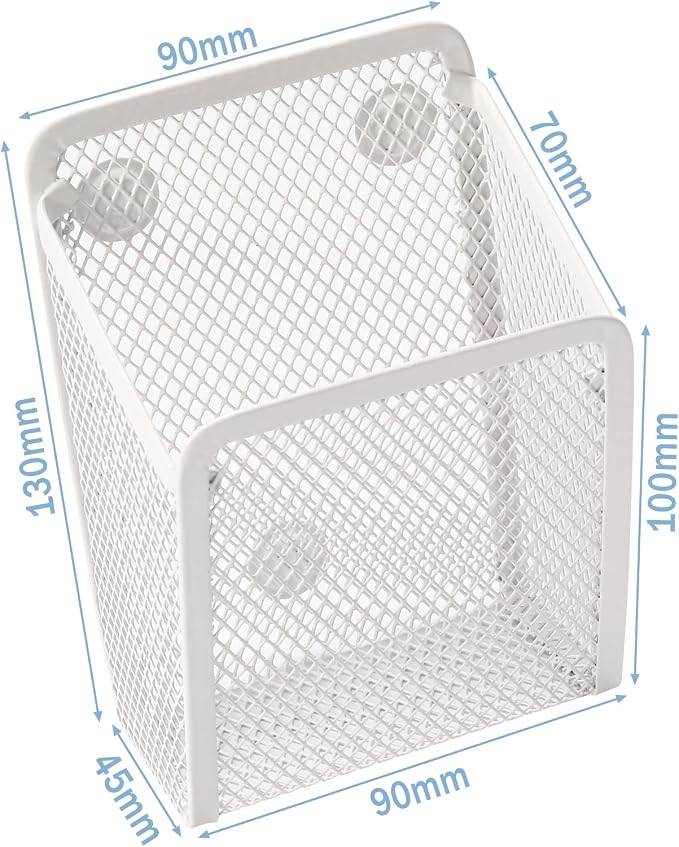 Magnetic Pencil Holder,Mesh Stainless Steel Pen Basket, Metal Writing Utensil Storage Organizer for Whiteboard,Blackboard,Kitchen, Locker, Home, or Office | Metal Writing Utensil Storage Organizer for Whiteboard,Blackboard,Kitchen, Locker, Home, or Office - Image 3