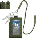 RFID Blocking Lanyard Wallet with ID Window Card Holder Green 1pc | Slim, Small, Keychain Wallet, Traval Neck Wallet, Zipper Pouch, Badge Holder, for Cards Cash Coins by SIDESUGAR