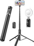 72" Cell Phone Selfie Stick Tripod, Aluminum Selfie Stick All-in-1 with Integrated Remote, Extendable Travel Smartphone Tripod Stand Compatible with iPhone 17/16/15/14/13/Android by SelfieShow