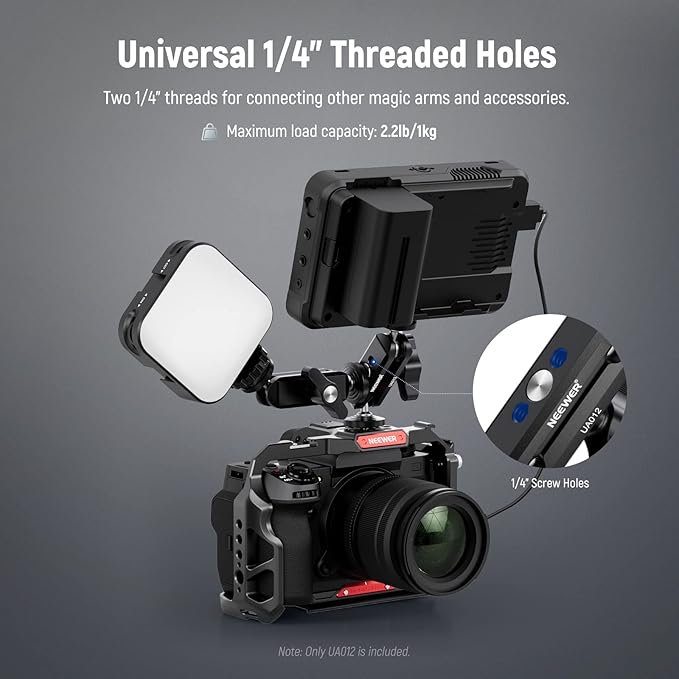 NEEWER Flexible Articulating Magic Arm with Dual Ball Heads, CNC Machined Aluminum Alloy with 1/4" Screws&Holes for Camera Monitor, LED Light, Microphone, Tripod, Compatible with SmallRig Cage, UA012 - Image 2