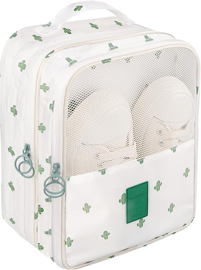 Travel Shoe Bag Waterproof Shoe Organizer Bag Holds 3 Pair of Shoes Shoe Packing Cube for Suitcase Travel and Daily Use Storage Pouch with Handle (Cactus) by Ebbniur