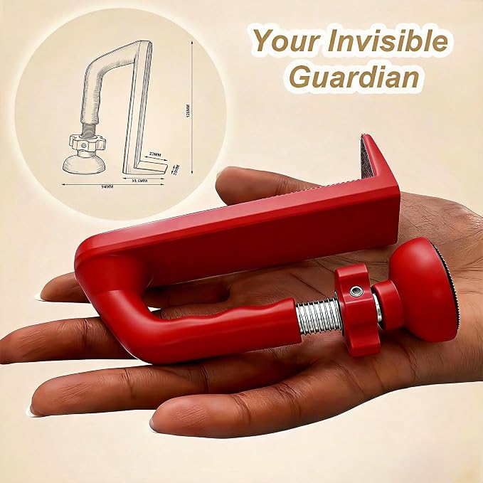 Portable Door Lock Travel Security, Red Anti-Theft Stopper | 202g lightweight, fits inward-swinging doors, tool-free install, aluminum, for hotels, Airbnbs, dorms, apartments - Image 4