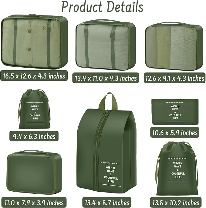 8 Set Packing Cubes for Travel Suitcase Organizer Bags Luggage Packing Cubes Set Travel Essentials Accessories Gifts for Women - Image 3