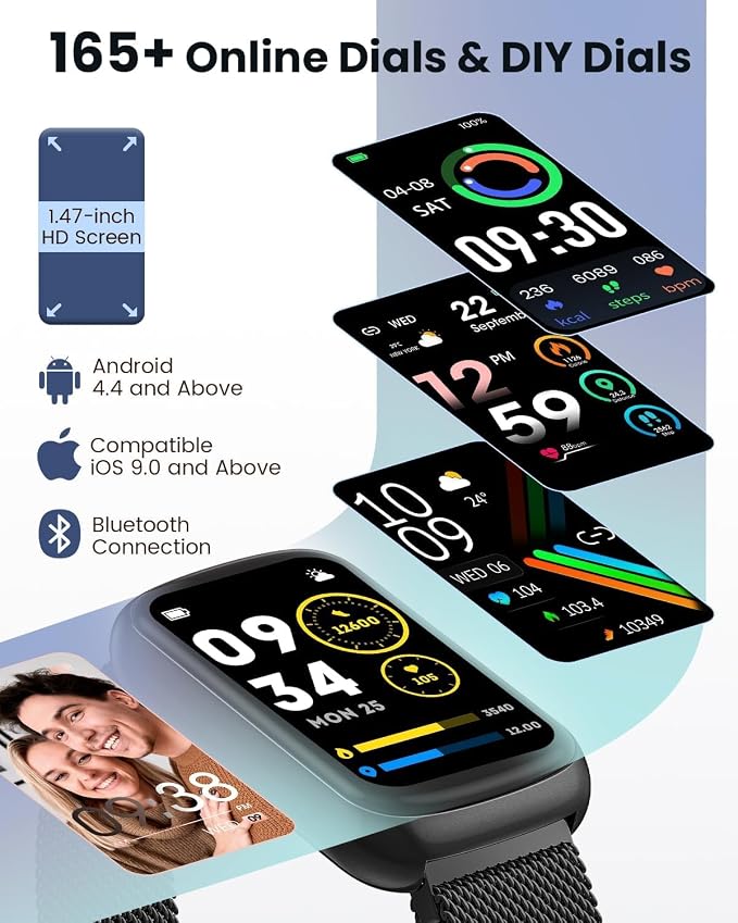 DEKELIFE Fitness Trackers,Smart Watches for Men Women with 24/7 Heart Rate/Sleep Monitor, Fitness Watch with IP68 Waterproof, Health Activity Trackers for Android and iPhone Carbon Black - Image 7