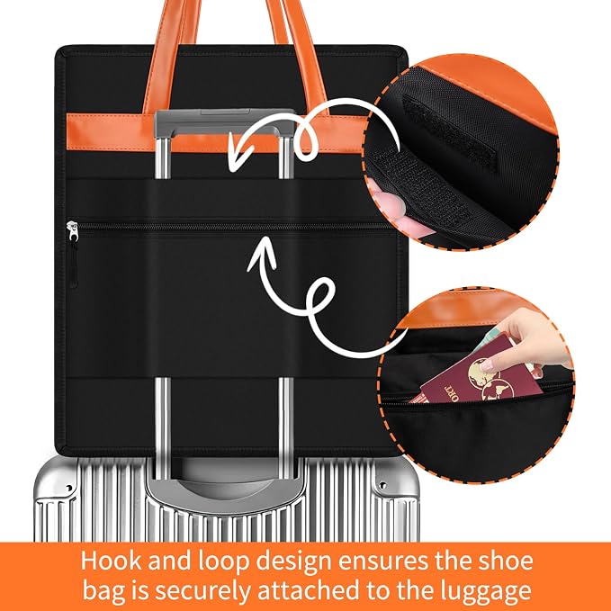 SelfTek Shoe Bags for Travel with Handle, Waterproof Large-Capacity Family Travel Shoe Bag Organizer for Multiple Shoes, Shoe Travel Bags for Packing, Suitable for Luggage Handle (Black) - Image 4