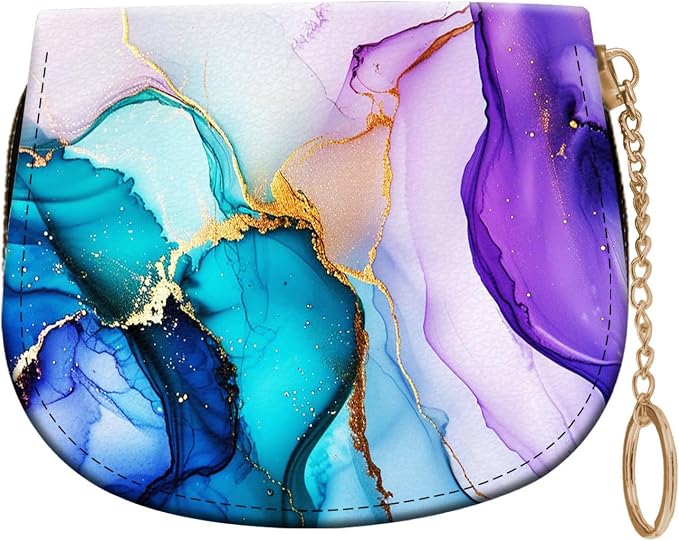 Women's Slim RFID Wallet – Compact Leather Card Holder Wallet for Women, 9 Card Slots RFID Blocking Credit Card Organizer, Small Travel Wallet - Colorful Marble by Unknown