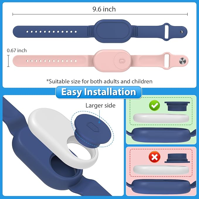 for Samsung Smart Tag 2 Bracelet for Kids, 2 Pack Waterproof Hidden Wristband for Galaxy SmartTag2 for Toddlers, Children, Elderly, Backpack, Luggage (Blue/Pink) - Image 2