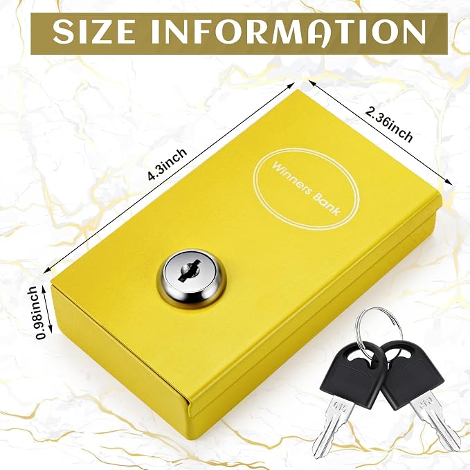 Reallnaive 1 Pack Metal Box for Gamblers Pocket Sized Winner Bank Casino Cash Box with 2 Keys Portable Casino Money Safe strongbox for Cash Saving Go Home Money Gifts(Gold,Classic) - Image 3