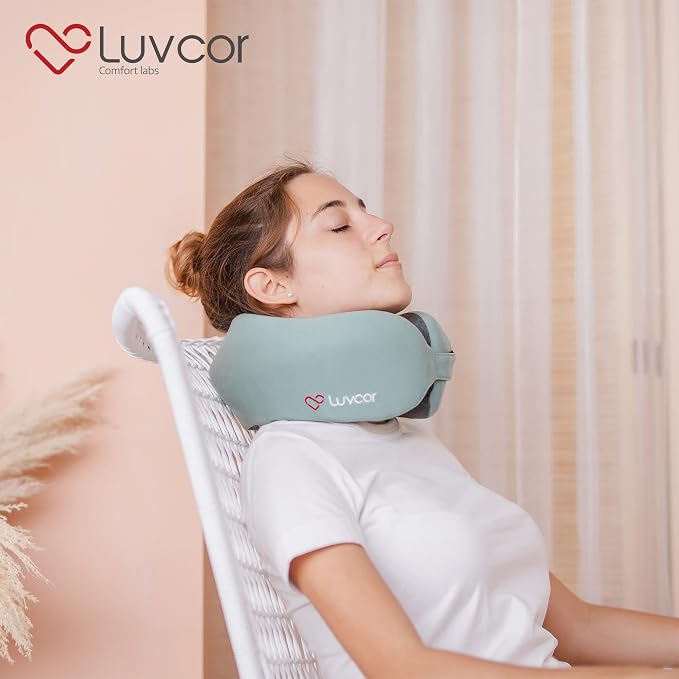 Premium Quality Memory Foam Travel Neck Pillow Bundle - Best Ergonomic Pillow for Airplane Travel, car Ride, Sleeping. Comes with Eye mask, earplugs and Storage Bag. (Imperial Green) - Image 7