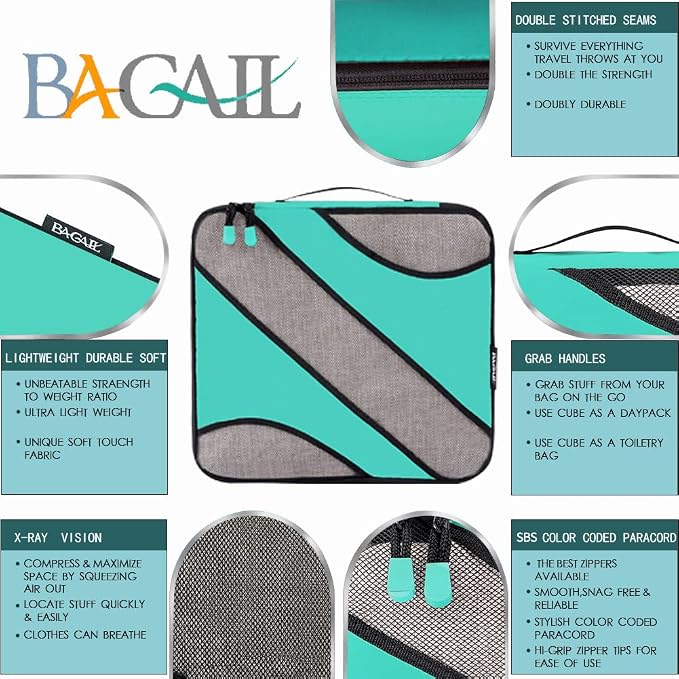BAGAIL 6 Set Packing Cubes,Travel Luggage Packing Organizers - Image 3