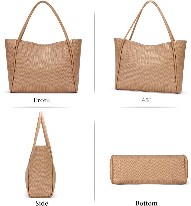 Tote Bag for Women Vegan Leather Shoulder Purse Large Capacity Travel Bag - Image 6