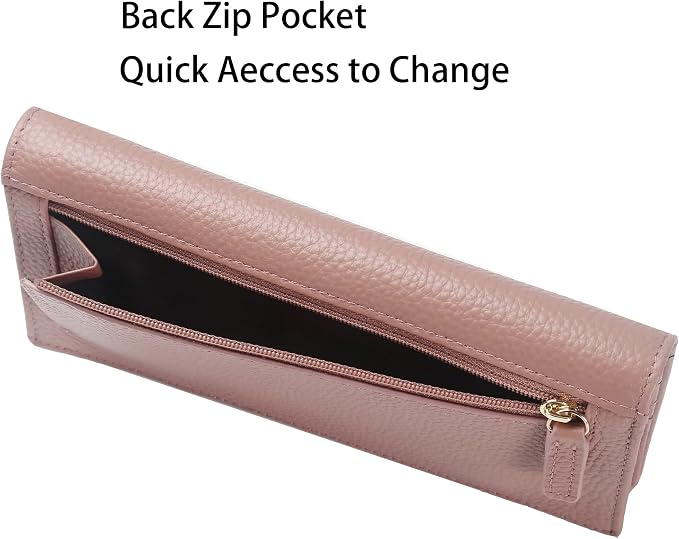 Ultra Slim Thin Leather Women Wallet RFID Blocking Credit Card Holder Bifold Long Ladies Billfold - Image 5