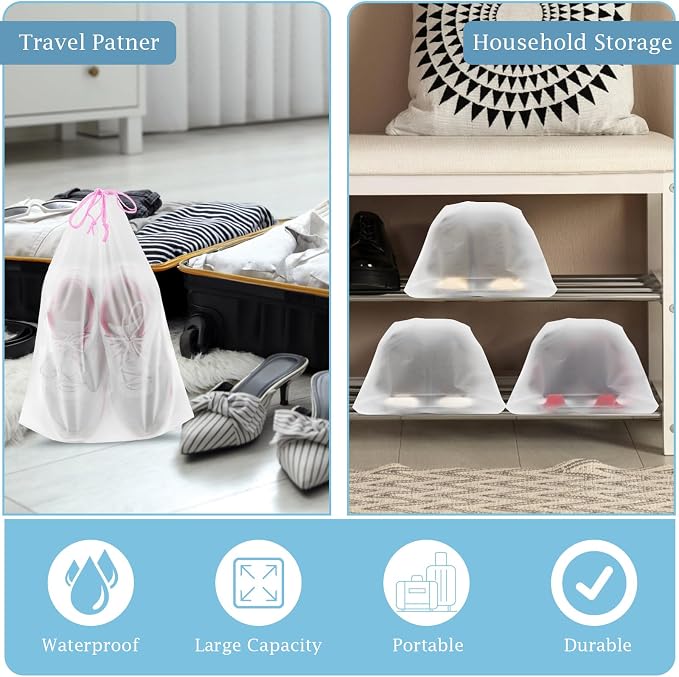 18 Pack Shoe Bags for Travel, Clear Travel Shoe Bags for Packing Colorful | Large Waterproof Portable Travel Shoe Storage Bag Travel Essentials Women for and Men - Image 7