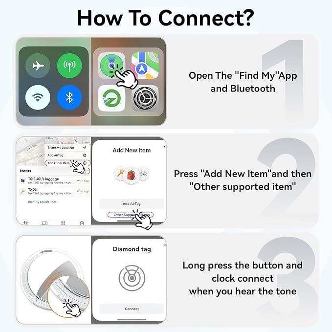 Air Tracker Tags-4 Pack, Item Finders Works with Apple Find My(iOS Only), Air Tracker Tags with 4 Case, Bluetooth Tracker Keys Finder and Item Locator & GPS Trackers for Kids/Pets/Dog/Luggage/Wallet - Image 6