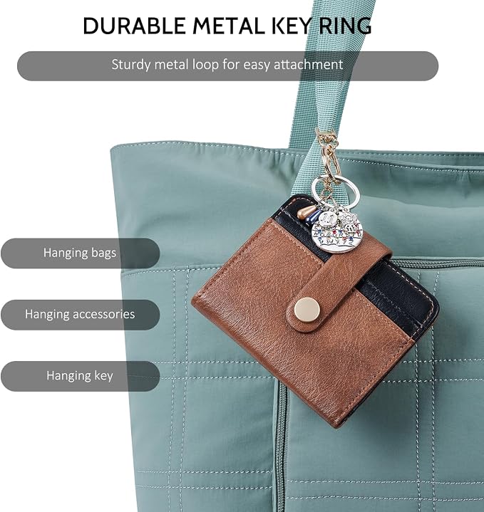 POIUGOYA Slim Wallet for Women,RFID Blocking Bifold Credit Card Holder with Zipper Coin Pocket,ID Window,Keychain - Image 6