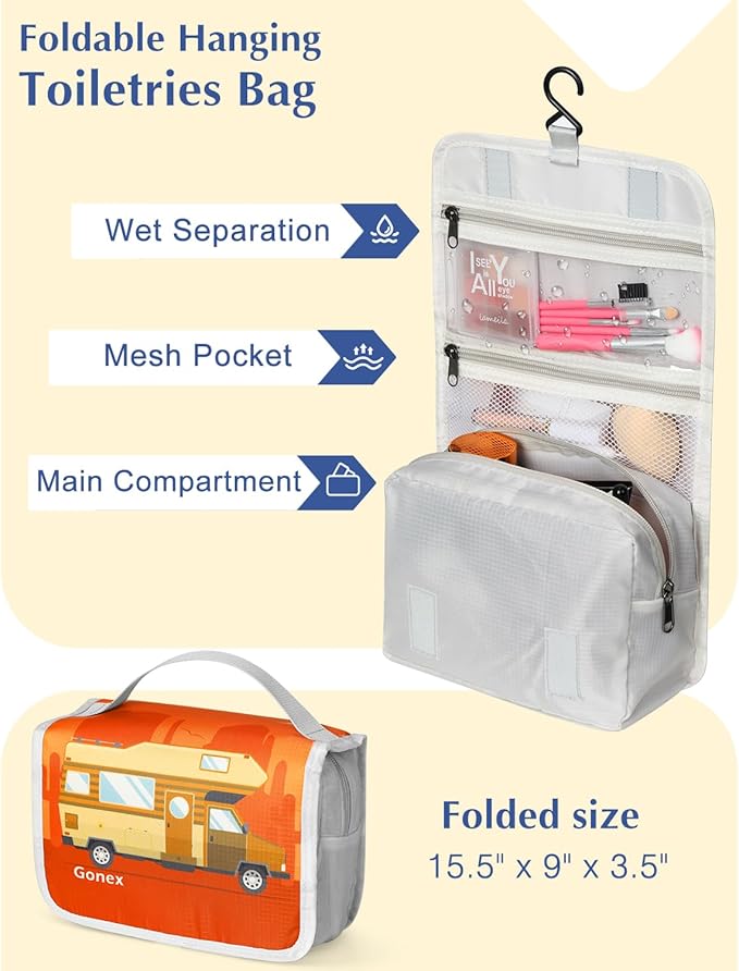 Gonex 10-Piece Compression Packing Cubes with Travel Organizer Set | Unique Printed Design, Ripstop Fabric, Double-Zip Compression, Shoe Bag, Laundry Bag, Accessories Bag - Image 3