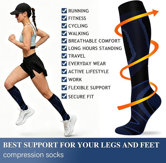 Sooverki Compression Socks for Women and Men Circulation (3/4 Pairs) is Best Support for Running Athletic Cycling Hiking - Image 6