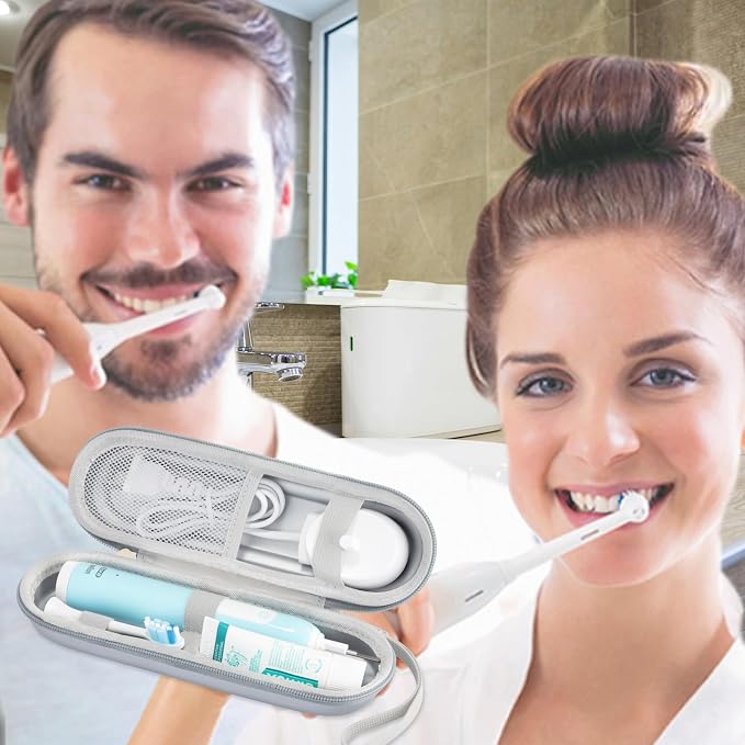 Toothbrush Travel Case for Oral B/Oral-B Pro 1000 1500 5000 7000 & Philips Sonicare 4100 1100 5300 5100 6100/iO Electric Toothbrush, Hard Protective Storage Bag (Silver-2) - Image 2