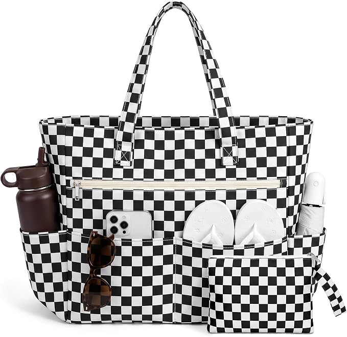 Large Beach Bags for Women, Waterproof Sandproof Beach Tote Bags Swim Pool Bags with Zipper & Wet Pocket Family by Unknown